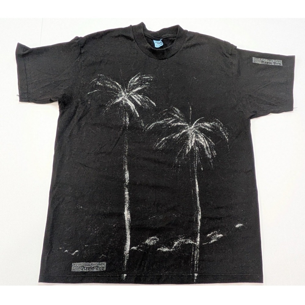 Stedman T-Shirt Mens L Black Good Vintage San Juan Puerto Rico Palm Tree 80s 90s